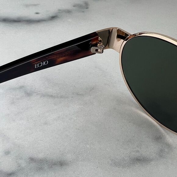 Otra ECHO Sunglasses Round Gold Metal Tortoiseshell Arm Green Lens 43-19-144 - Picture 12 of 14